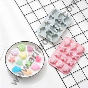 Cake Decor 12 Cavity Silicone Chocolate Mould Sea Life Theme Fish Star Shells Silicon Jelly Candy Moulds