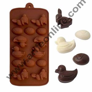 Cake Decor 14-Cavity Rabbit Bunny,Duck Egg Silicone Chocolate Mould,Cookie Mould.