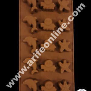 Cake Decor 15 Cavity Dolphin Octopus and Starfish Shape Silicone Chocolate Mold ( SBCM-702 )