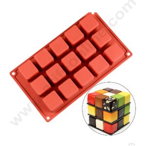 Cake Decor 15 Cavity Square Cube Shape Silicon Muffin Mold Silicone Small Cake Mould  SBSM-802