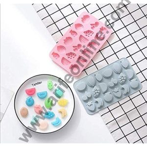 Cake Decor 18 Cavity Silicone Chocolate Mould Mix Fruits Apple Pineapple Watermelon Strawberry Silicon Jelly Candy Moulds