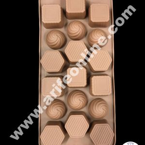 Cake Decor 18 Cavity Square Frill Round and Hexagon Shape Silicone Chocolate Mould