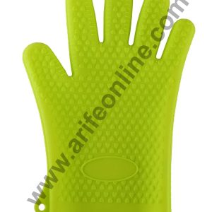 Cake Decor 1pc Silicone Heat Resistant Cooking Baking BBQ Oven Gloves Non-slip Insulated Grill Mittens with Hanging Hole for Kitchen Cooking