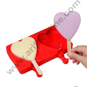 Cake Decor 2 Cavity Plain Heart Shape Silicone Popsicle And Cakesicle Molds Easy Ice Cream Bar Mould SBSM-748