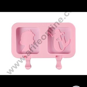 Cake Decor 2 Cavity Square Princess And Mermaid Shape Silicone Popsicle And Cakesicle Molds Easy Ice Cream Bar Mould SBSM-747