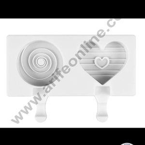 Cake Decor 2 Cavity Swirl Round And Heart In Heart Shape Silicone Popsicle And Cakesicle Molds Easy Ice Cream Bar Mould SBSM-746