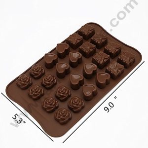Cake Decor 24 Cavity Heart Gift Rose Shapes Valentines Silicone Chocolate Mould
