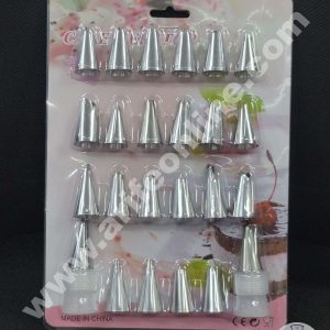 Cake Decor 24 Pc Nozzle, 2 Coupler Nozzle Set Pastry Tips Cupcake Cake Decorating Nozzle SBNO-137