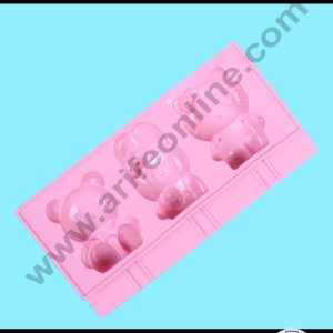 Cake Decor 3 Cavity Hello Kitty And Teddy Shape Silicone Popsicle And Cakesicle Molds Easy Ice Cream Bar Mould SBSM-745