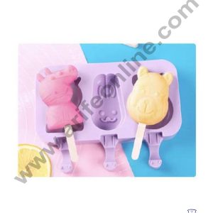 Cake Decor 3 Cavity Peppa Pig And Family Shape Silicone Popsicle And Cakesicle Molds Easy Ice Cream Bar Mould SBSM-744