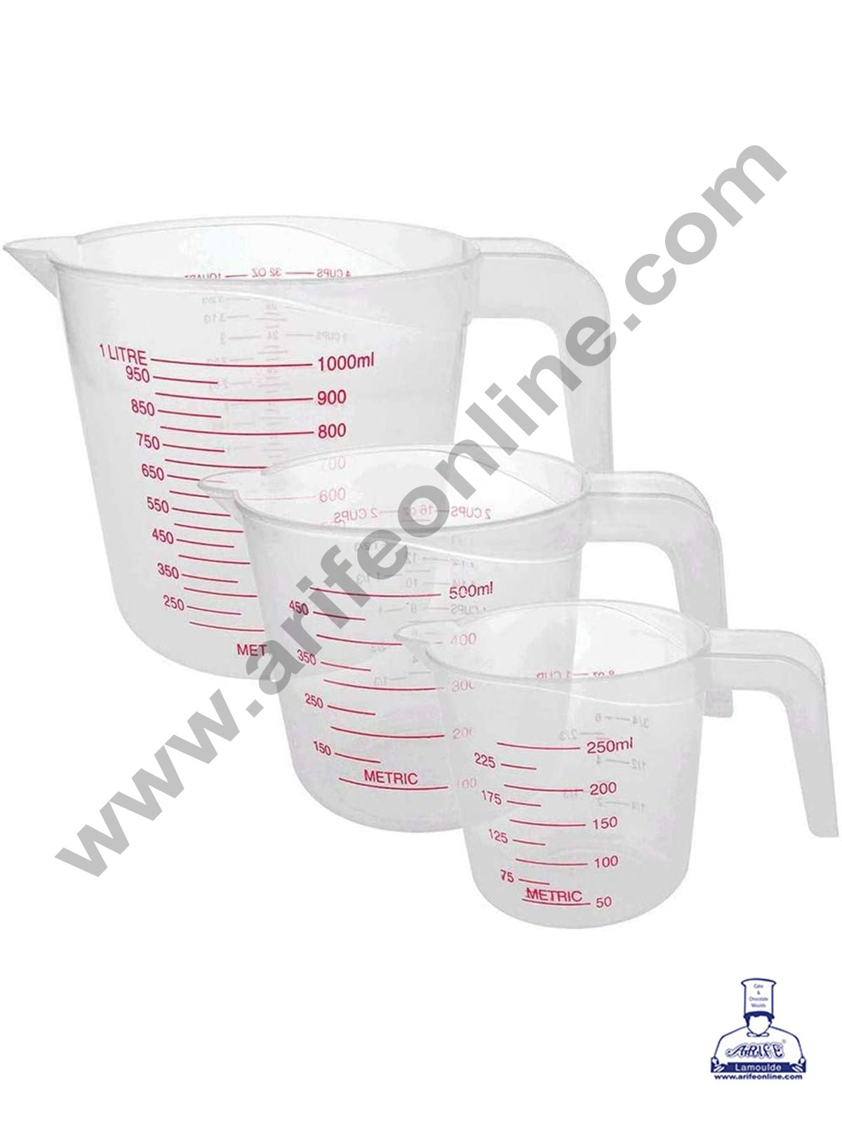 Cake Decor 3 Pcs Plastic Measuring Jug Measuring Cups Container for Measure Liquid and Baking Items