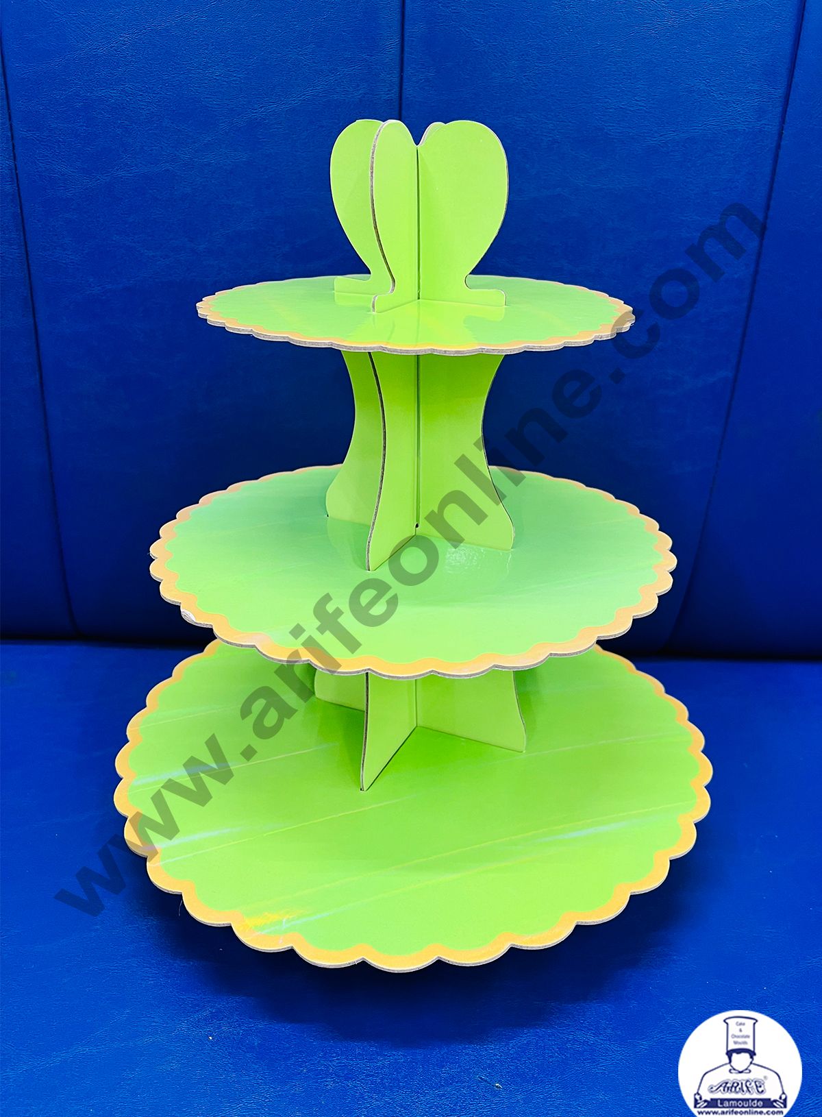 Cake Decor 3 Tier Cardboard Cupcake Stand - Green