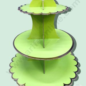 Cake Decor™ 3 Tier Cardboard Cupcake Stand - Green with Golden Border ( SBCS-C-GGBD )