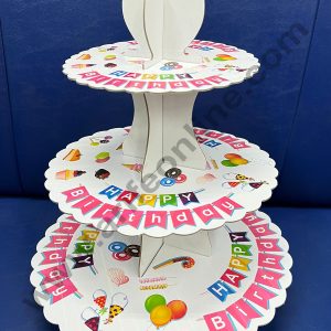 Cake Decor 3 Tier Cardboard Cupcake Stand - Happy Birthday