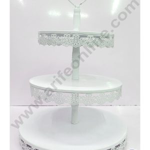 Cake Decor 3 tier Metal Plates Cup Cake Stand & Dessert Stand - White (SBCS-164)