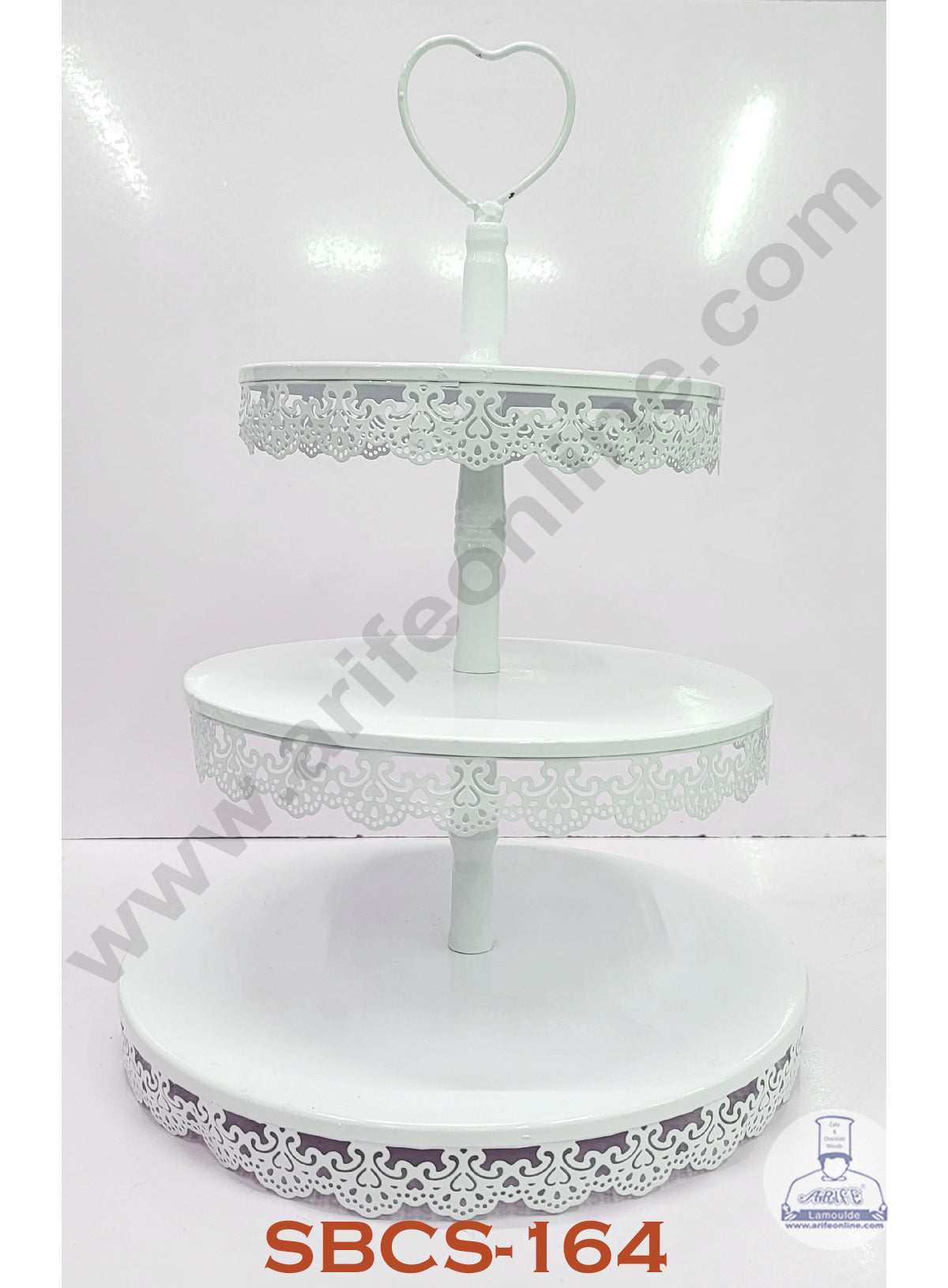 Cake Decor 3 tier Metal Plates Cup Cake Stand & Dessert Stand - White (SBCS-164)