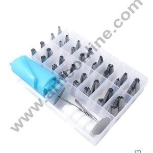 Cake Decor 32 Pcs Nozzle, 1 Piping Bag, 2 Rose Nails & 2 Couplers Set Pastry Tips Cupcake Cake Decorating Nozzle