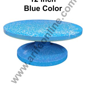 Cake Decor 360 Degree Rotating Cake Stand Cake Decorating Turntable, Blue 12-inch