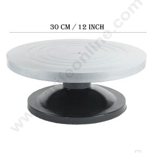 Cake Decor 360 Degree Rotating Cake Stand Cake Decorating Turntable, Silver & Black 12-inch