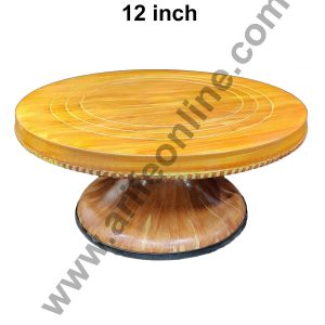 Cake Decor 360 Degree Rotating Cake Stand Cake Decorating Turntable, Wooden Design Pattern 12-inch
