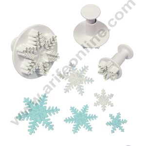 Cake Decor 3pcs Snowflake Plunger Cutter Fondant Tool