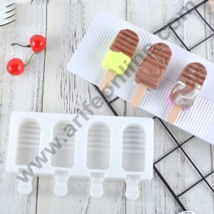 Cake Decor 4 Cavity Half Grooves Shape Silicone Popsicle And Cakesicle Molds Easy Ice Cream Bar Mould SBSM-741