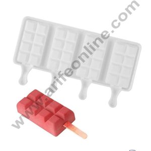 Cake Decor 4 Cavity White Classic Silicone Chunky Bar Cakesicle Mold Popsicle Easy Ice Cream Bar Mold