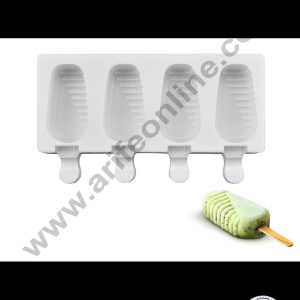 Cake Decor 4Pcs White Classic Silicone Half Striped Cakesicle Mold Popsicle Easy Ice Cream Bar Mold
