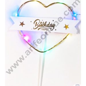 Cake Decor 5 Inch LED Cake Topper Heart Shape Happy Birthday