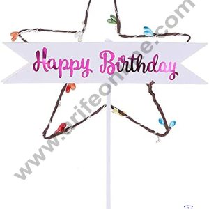 Cake Decor 5 Inch LED Cake Topper Star Shape Happy Birthday