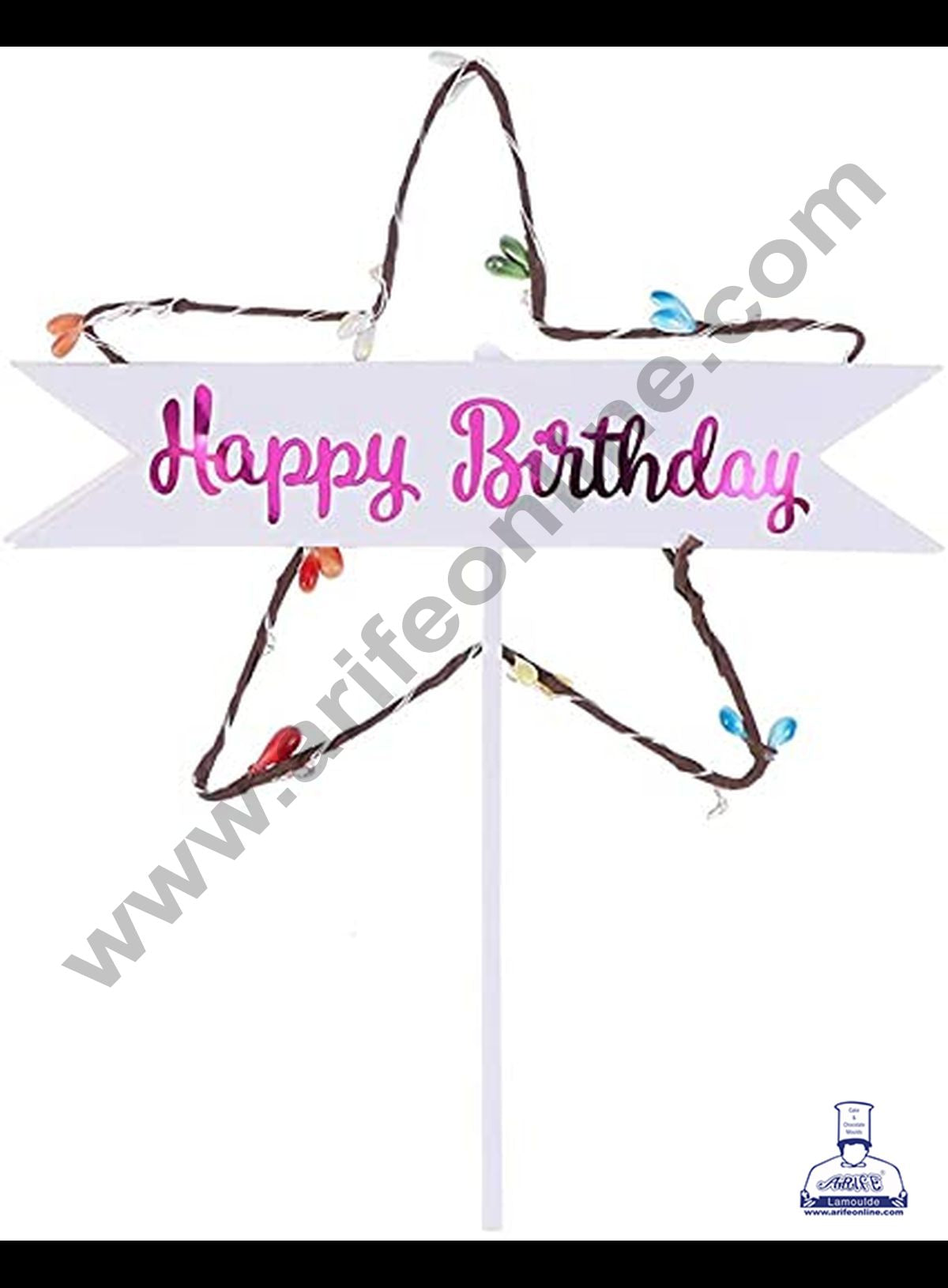 Cake Decor 5 Inch LED Cake Topper Star Shape Happy Birthday