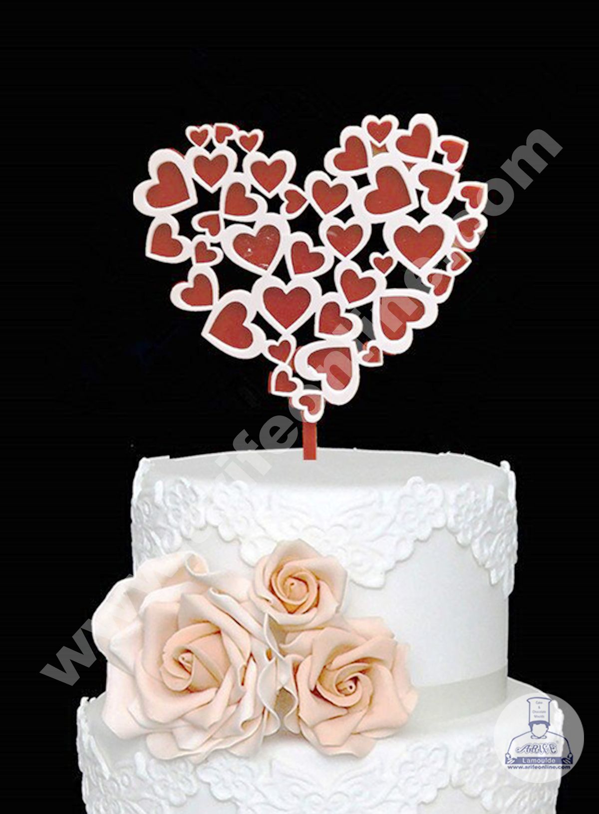 Cake Decor 5 inch Acrylic Cake Topper - Valentine Hearts