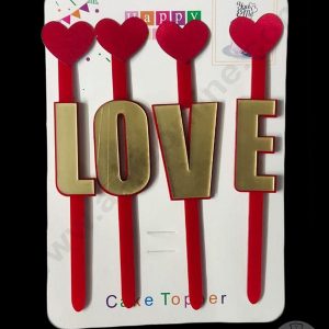 Cake Decor 5 inch Acrylic Stick Cake Topper - Valentine Love