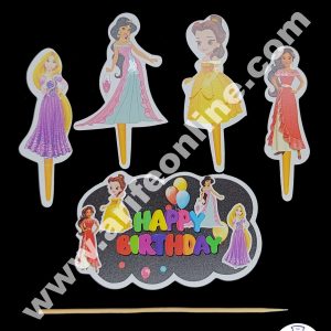Cake Decor 5 pcs Happy Birthday Barbie Theme Paper Topper For Cake And Cupcake