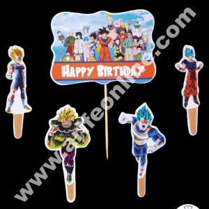 Cake Decor 5 pcs Happy Birthday Dragon Ball Z Theme Paper Topper For Cake And Cupcake