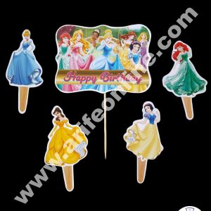 Cake Decor 5 pcs Happy Birthday Princess Theme Paper Topper For Cake And Cupcake