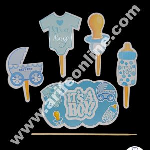 Cake Decor 5 pcs Its A Boy Theme Paper Topper For Cake And Cupcake