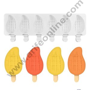 Cake Decor 6 Cavity Mango Shape Silicone Popsicle And Cakesicle Molds Easy Ice Cream Bar Mould SBSM-740