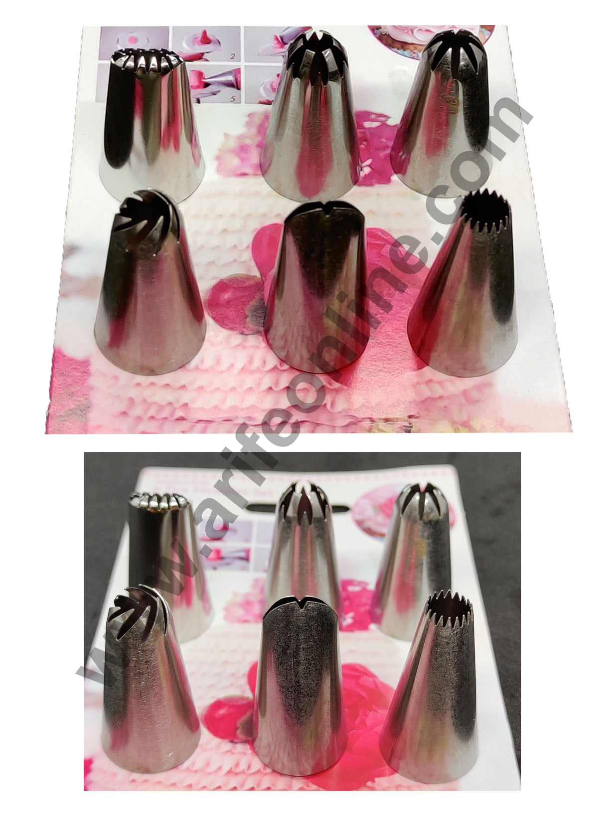 Cake Decor 6 Pcs Cake Decorating Medium Nozzle Set For Frosting Icing Piping Bag Tips With Steel Nozzles. Reusable & Washable.