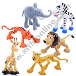 Cake Decor 6 Pcs Jungle Theme Plastic Toys for Cake Toppers