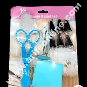 Cake Decor 6 Pcs Nozzle, 1 Coupler, 1 Rose Nail, 1 Piping Bag & 1 Flower Lifter Set Pastry Tips Cupcake Cake Decorating Nozzle