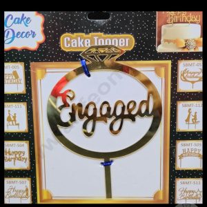 Cake Decor Acrylic Finishing Cake Topper - Engaged (SBMT-837)