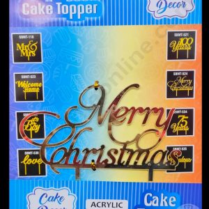 Cake Decor 6 inch Acrylic Finishing Cake Topper - Merry Christmas (SBMT-834)