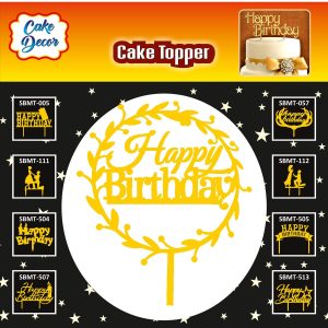 Cake Decor Mirror Finishing Acrylic Cake Topper Happy Birthday Round