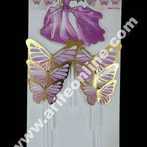 Cake Decor 7 pcs Butterfly and Girl Paper Topper For Cake And Cupcake - Purple