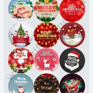 Cake Decor Merry Christmas Stickers 2 Inches Round - 72 Pc Pack