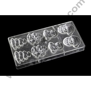 Cake Decor 8 Cavity Christmas Series Santa Claus Bell Shape Polycarbonate Chocolate Mould