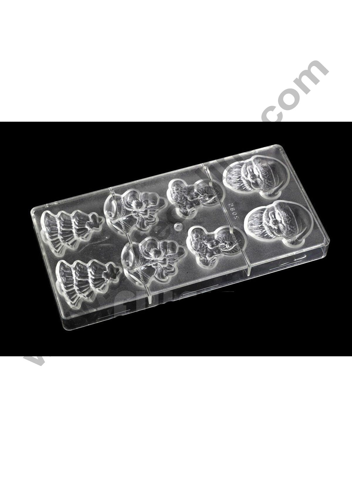 Cake Decor 8 Cavity Christmas Series Santa Claus Bell Shape Polycarbonate Chocolate Mould