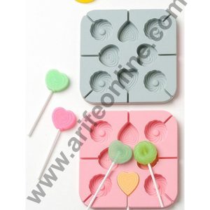 Cake Decor 8 Cavity Silicone Lollipop Mould Frill Round Heart Silicon Jelly Candy Moulds