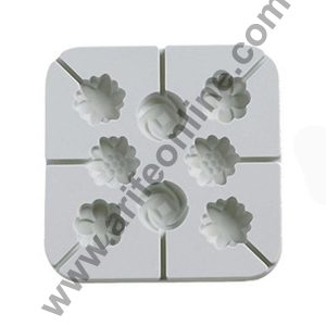 Cake Decor 8 Cavity Silicone Lollipop Mould Sunflower Roses Flower Silicon Jelly Candy Moulds